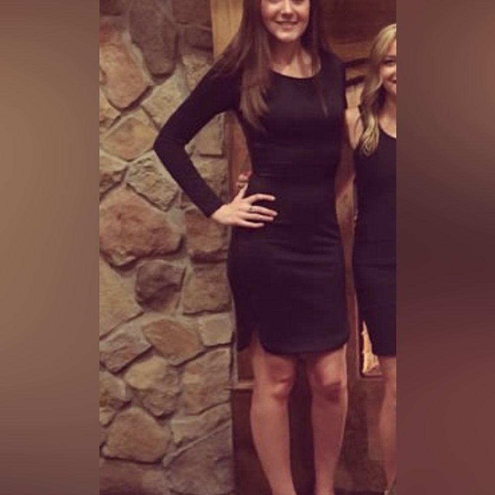 Kardashian Black Dress with Vegan Leather Detail